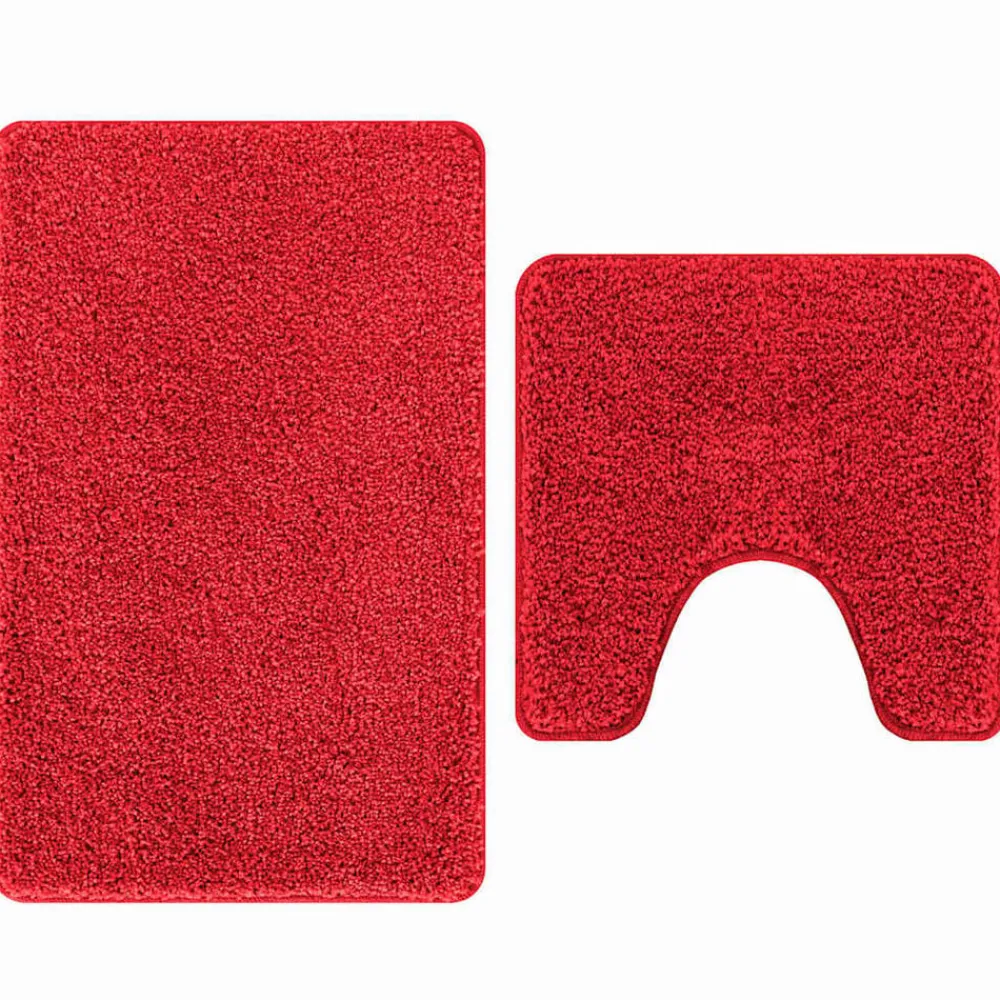 Accessoires De Salle De Bain-vidaXL Ensemble de tapis de bain antidérapants 2 pcs PP Rouge