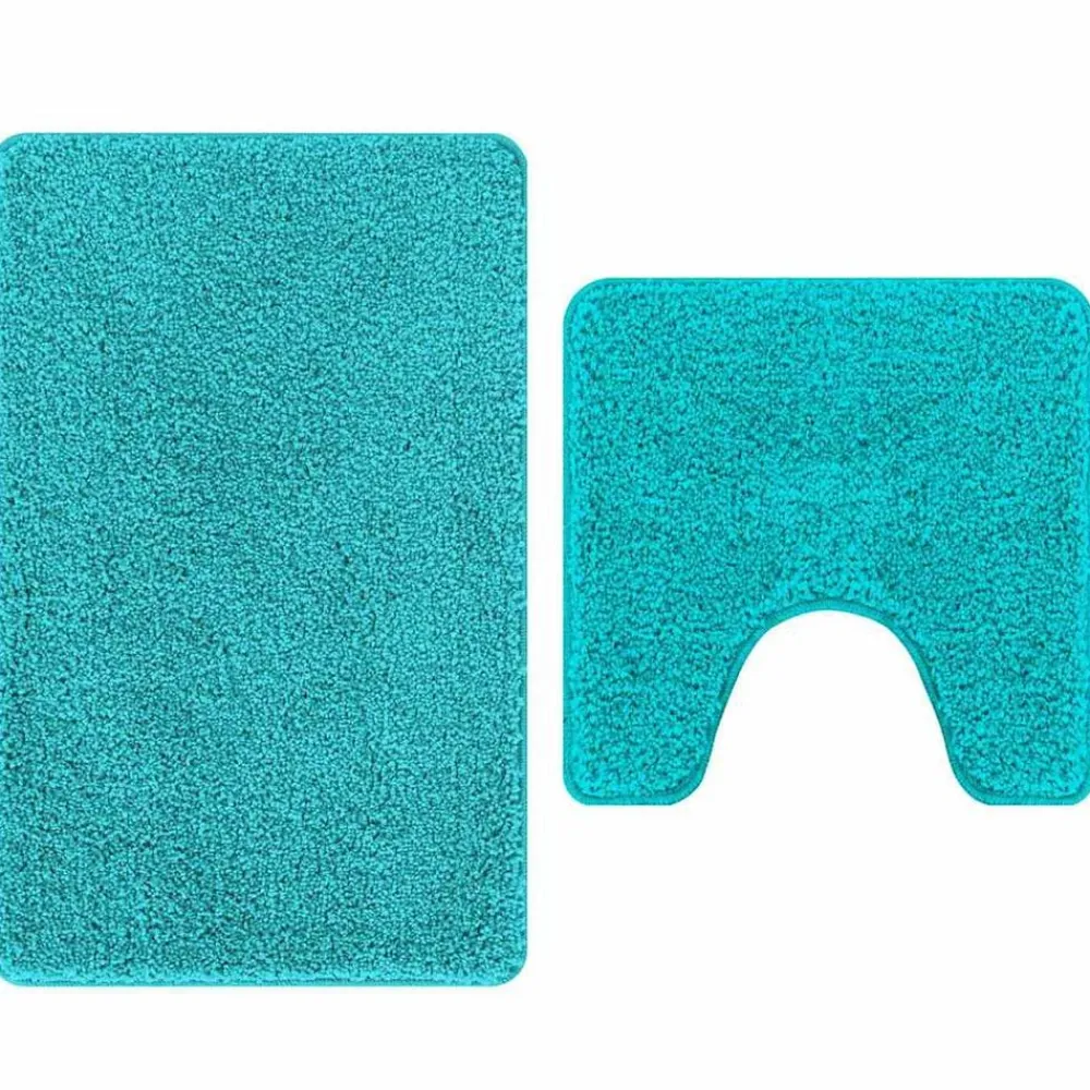 Accessoires De Salle De Bain-vidaXL Ensemble de tapis de bain antidérapants 2 pcs PP Turquoise