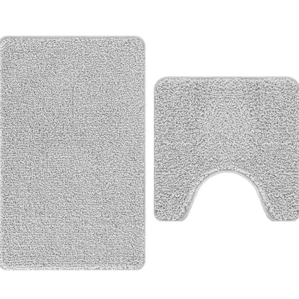 Accessoires De Salle De Bain-vidaXL Ensemble de tapis de bain antidérapants 2 pcs PP Gris