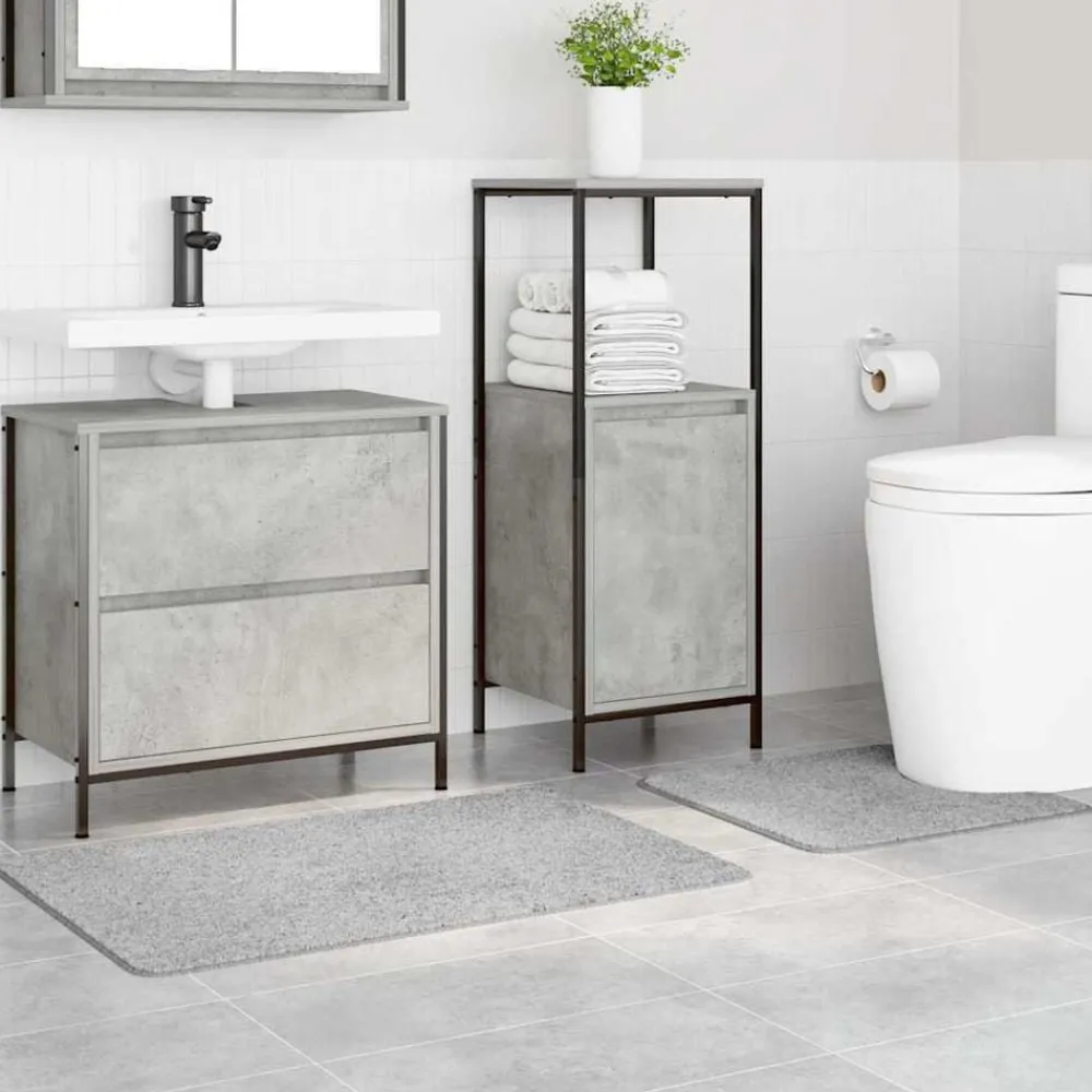 Accessoires De Salle De Bain-vidaXL Ensemble de tapis de bain antidérapants 2 pcs PP Gris