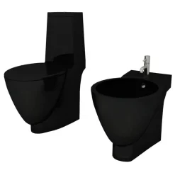vidaXL Ensemble de toilette et bidet Céramique Noir