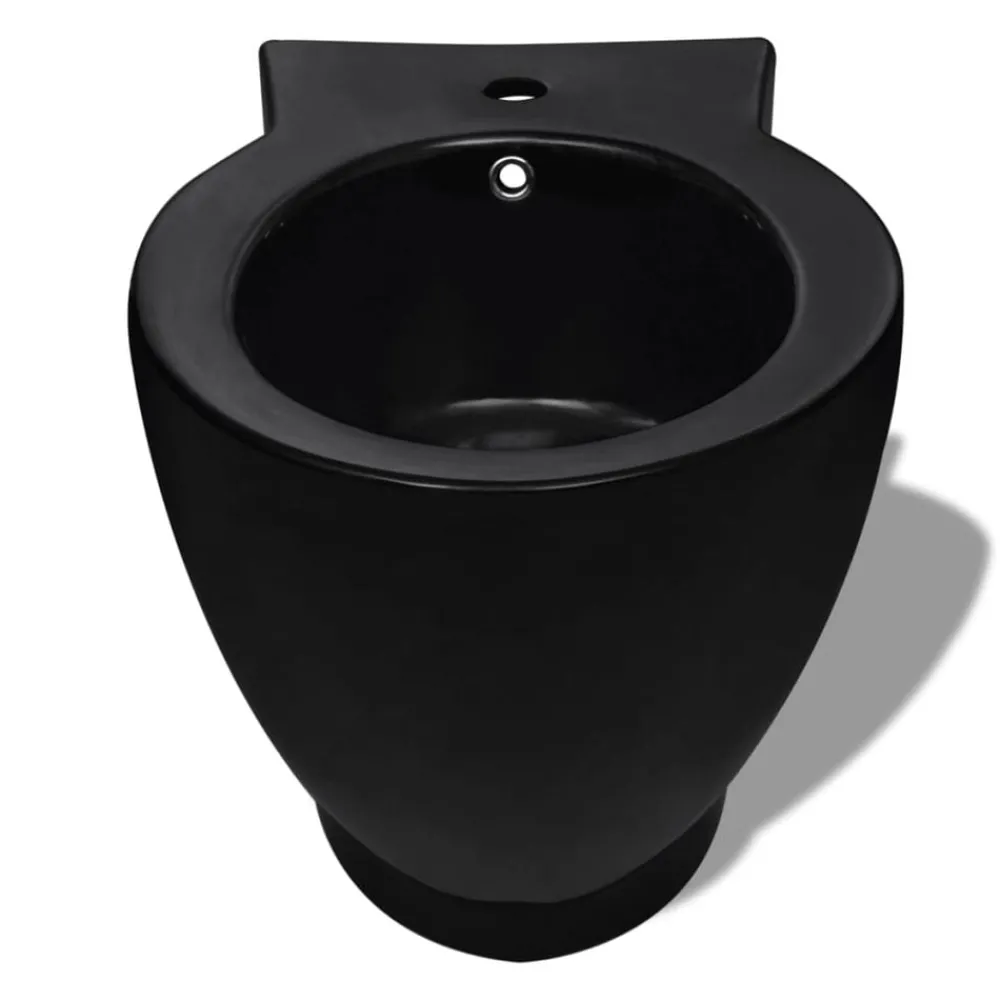 vidaXL Ensemble de toilette et bidet Céramique Noir