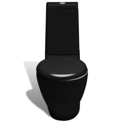 Plomberie-vidaXL Ensemble de toilette et bidet sur pied Noir Céramique