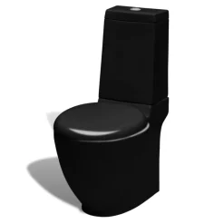 Plomberie-vidaXL Ensemble de toilette et bidet sur pied Noir Céramique