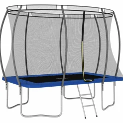 Jeux De Plein Air-vidaXL Ensemble de trampoline rectangulaire 274x183x76 cm 150 kg Bleu