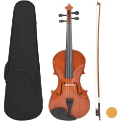 vidaXL Ensemble de violon avec archet et mentonnière bois foncé 4/4