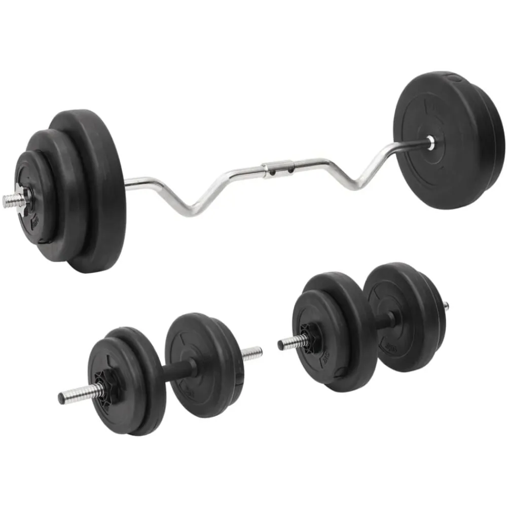 vidaXL Ensemble d'haltères et de barre ondulée avec plaques 60 kg