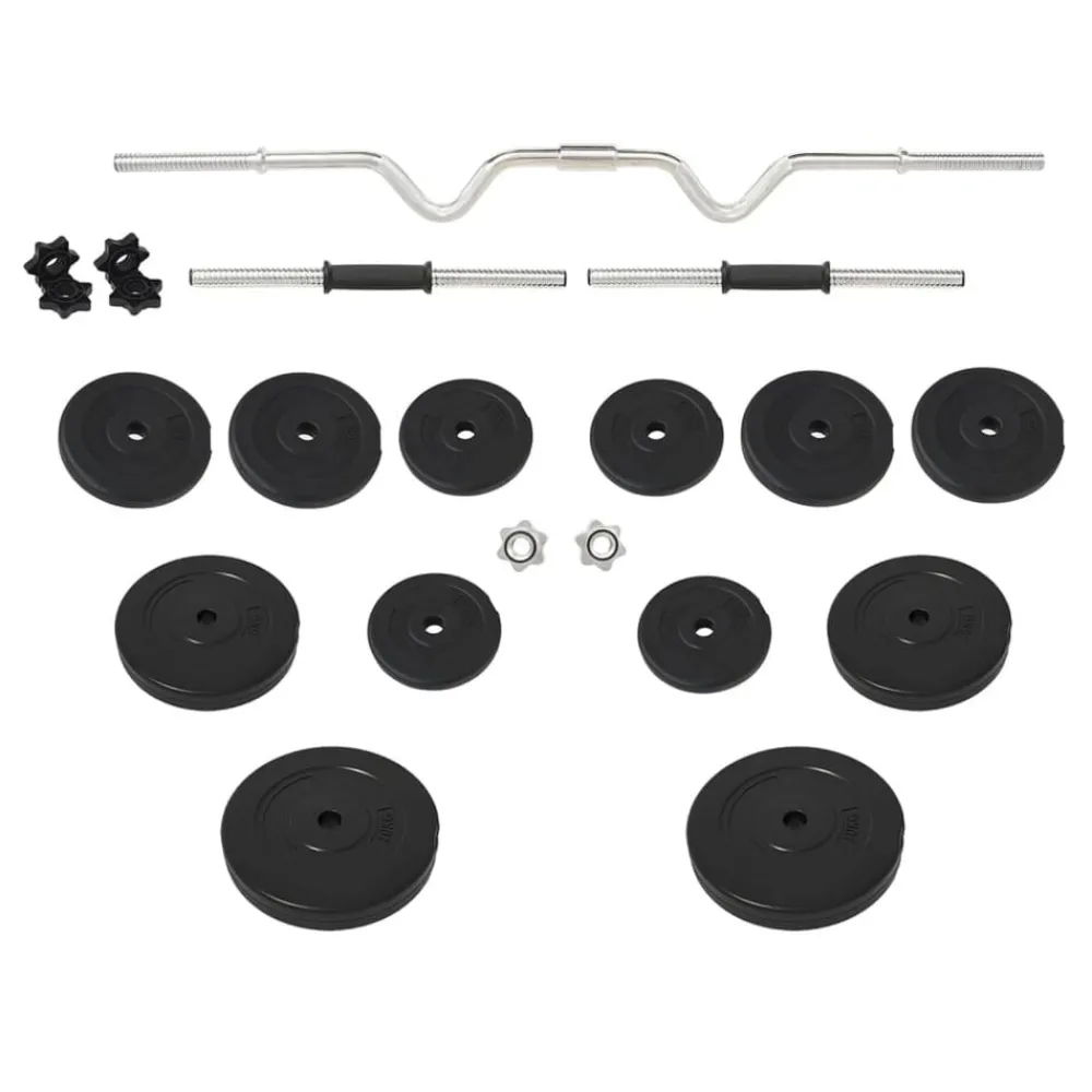 vidaXL Ensemble d'haltères et de barre ondulée avec plaques 60 kg