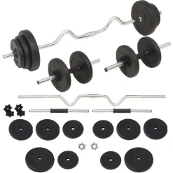vidaXL Ensemble d'haltères et barres d'haltères 30 kg