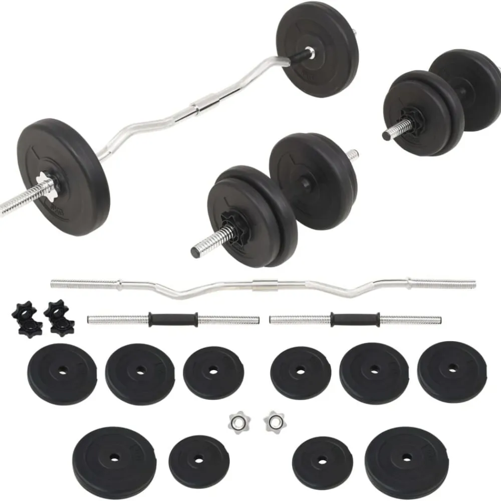 vidaXL Ensemble d'haltères et barres d'haltères 30 kg
