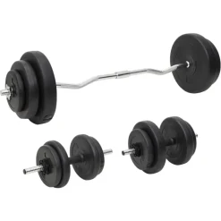 vidaXL Ensemble d'haltères et de barres avec plaques 60 kg