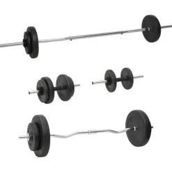 vidaXL Ensemble d'haltères et de barres avec plaques 60 kg