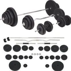 vidaXL Ensemble d'haltères et barres d'haltères 120 kg