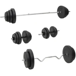 Entraînement & Fitness-vidaXL Ensemble d'haltères et de barres avec plaques 120 kg