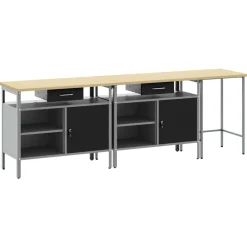 vidaXL Ensemble d'établi 3 pcs Rouge et Gris Acier enduit de poudre