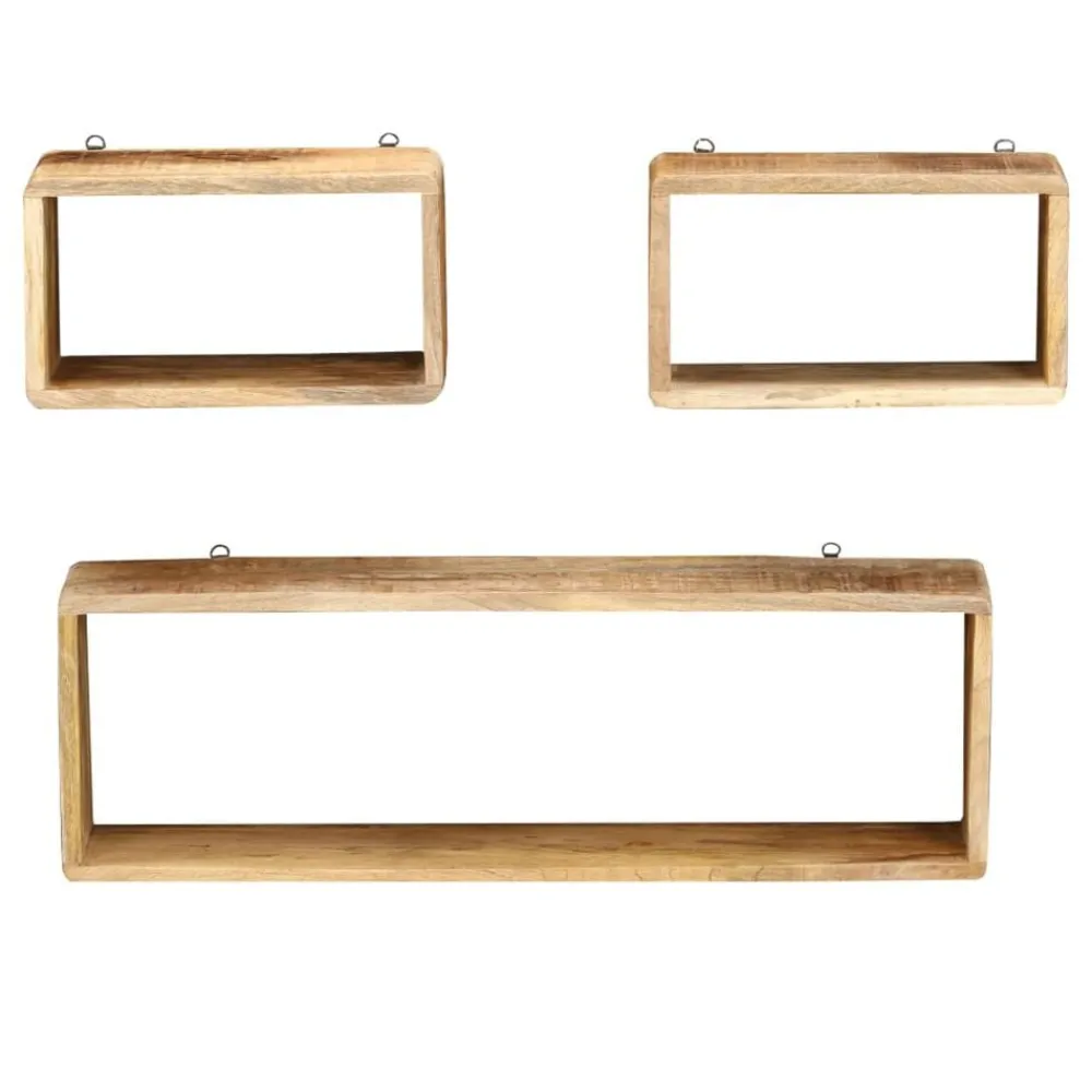 vidaXL Ensemble d'étagère cube 3 pcs bois solide de manguier