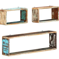 vidaXL Ensemble d'étagère cube 3 pcs Bois solide de récupération