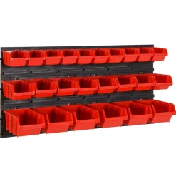 Accessoires De Quincaillerie-vidaXL Ensemble d'étagères d'atelier 26 pcs Rouge et noir 77x39 cm PP