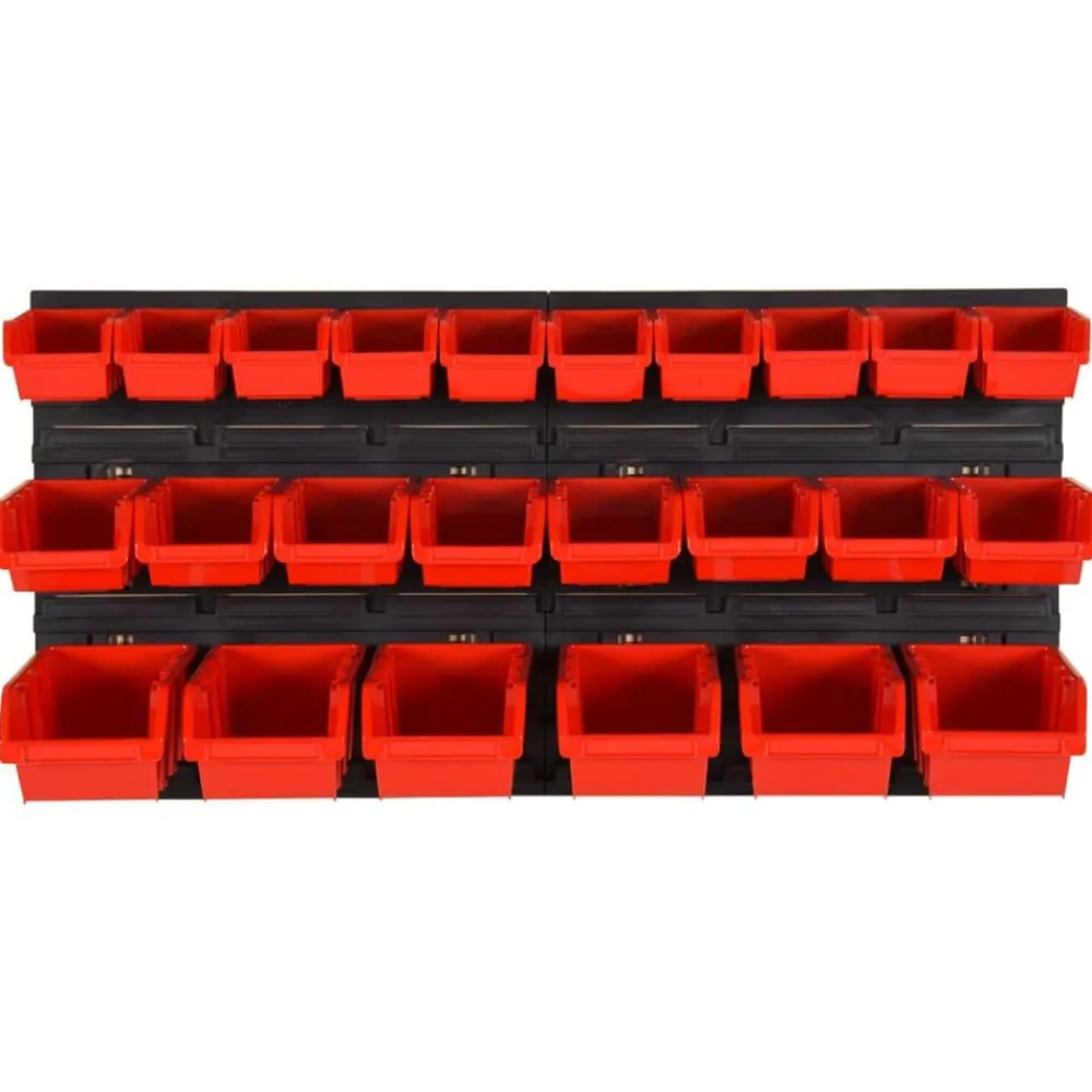 Accessoires De Quincaillerie-vidaXL Ensemble d'étagères d'atelier 26 pcs Rouge et noir 77x39 cm PP