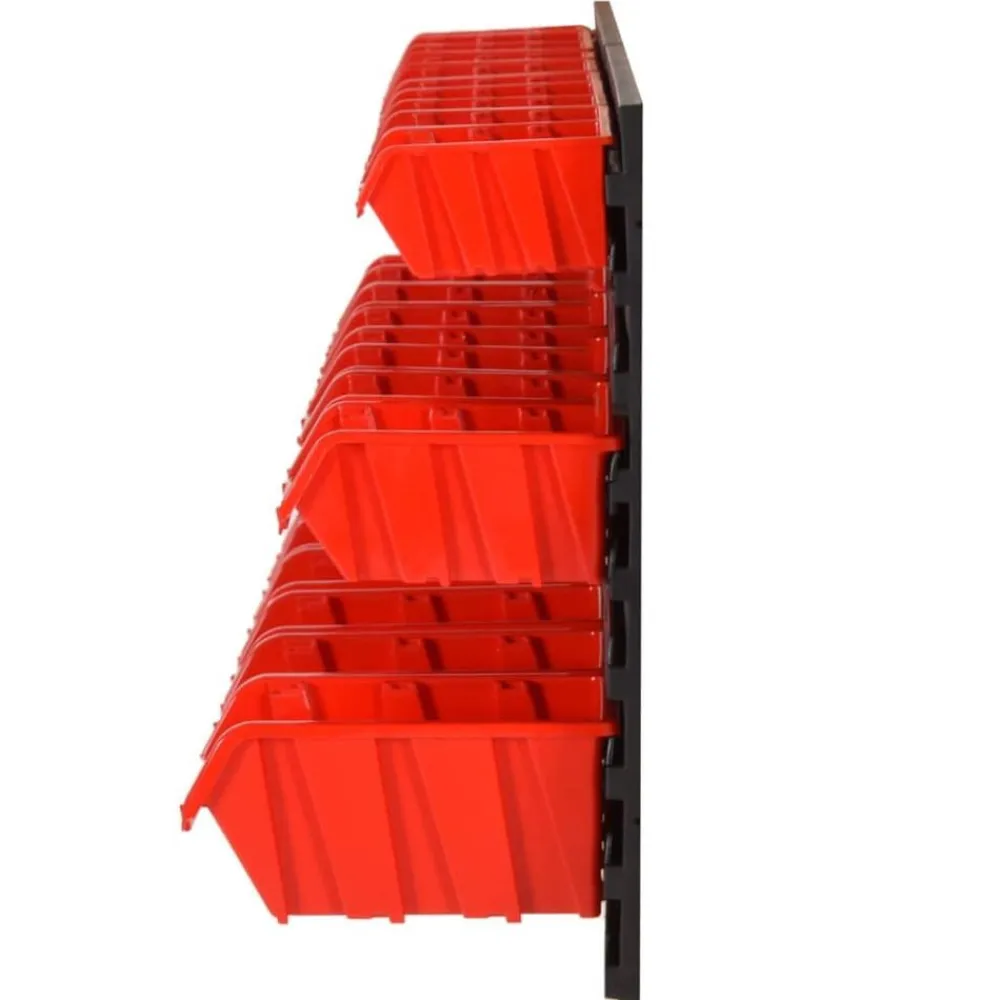 Accessoires De Quincaillerie-vidaXL Ensemble d'étagères d'atelier 26 pcs Rouge et noir 77x39 cm PP