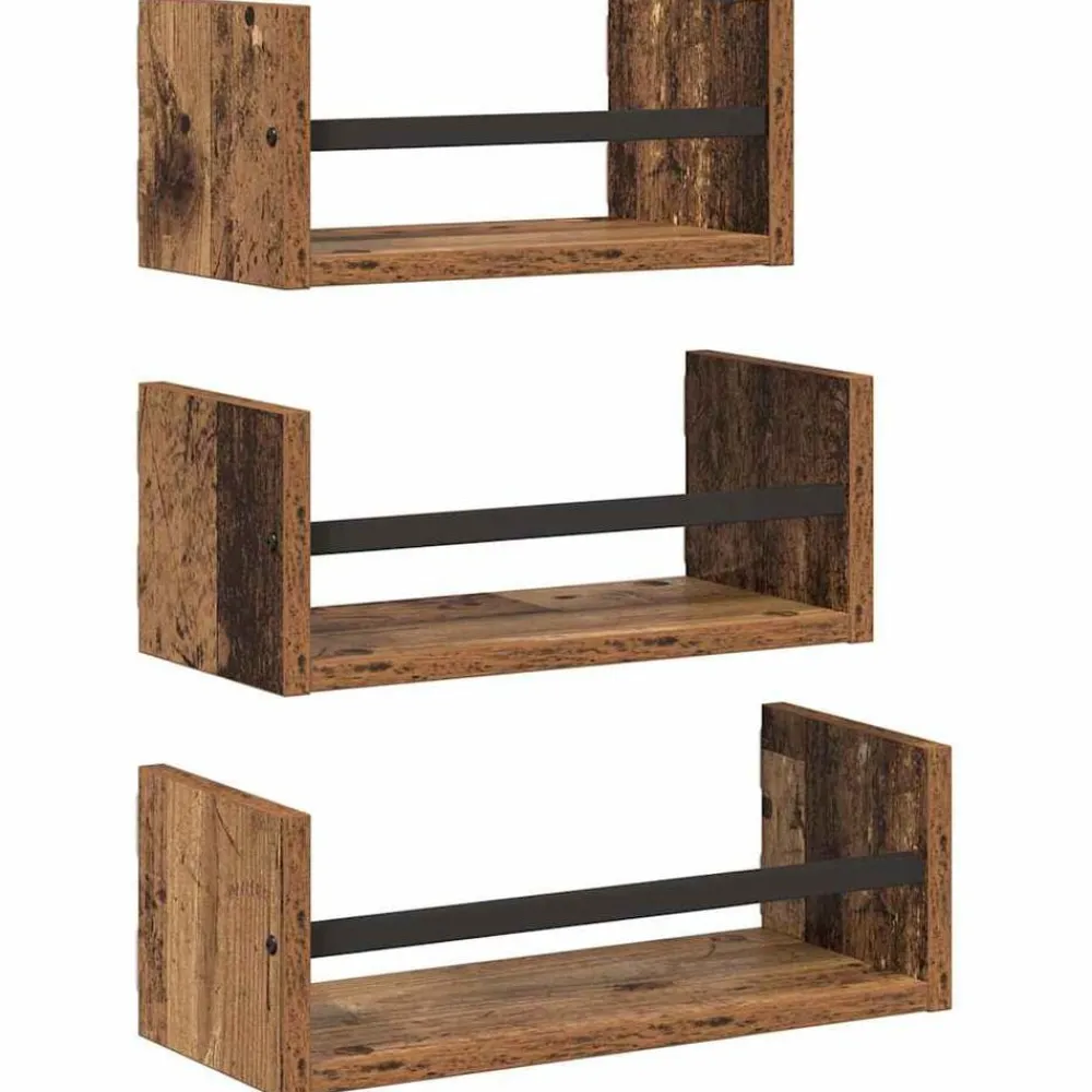 Étagères-vidaXL Ensemble d'étagères murales 3 pcs 40x16x14cm Bois ancien
