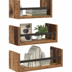 Étagères-vidaXL Ensemble d'étagères murales 3 pcs 40x16x14cm Bois ancien