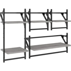 Étagères-vidaXL Ensemble d'étagères murales avec barres 4 pcs Sonoma gris