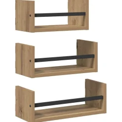 vidaXL Ensemble d'étagères murales 3 pcs Chêne artisanal 40x16x14cm