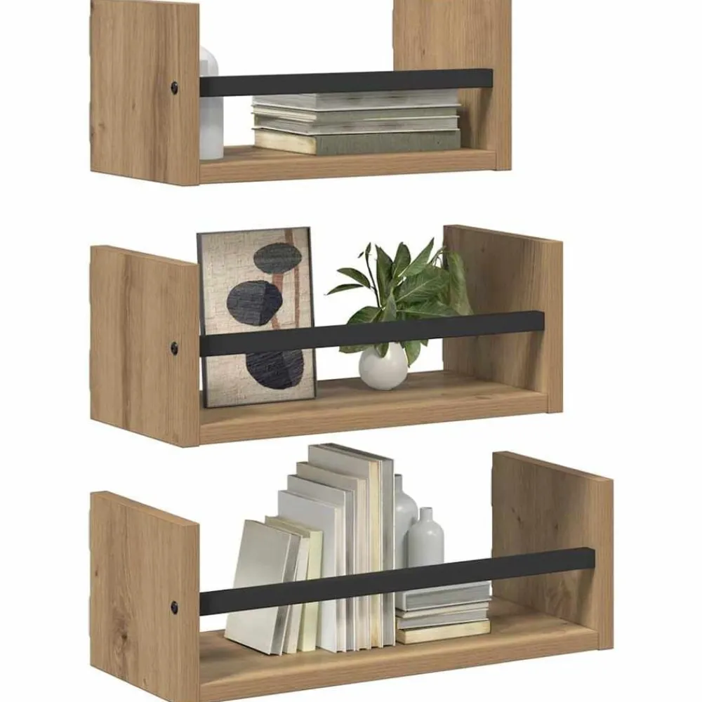 vidaXL Ensemble d'étagères murales 3 pcs Chêne artisanal 40x16x14cm