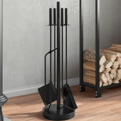 vidaXL Ensemble d'ustensiles de cheminée 5 pièces 18 x 66 cm Acier