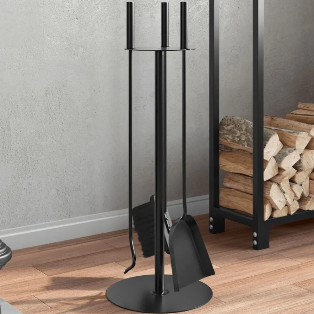 Accessoires Pour Cheminées & Poêles À Bois-vidaXL Ensemble d'ustensiles de cheminée 4 pièces 22 x 59 cm Acier