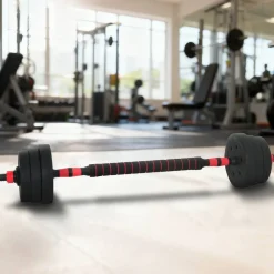 Entraînement & Fitness-vidaXL Ensemble Haltère-Barre 2-en-1 20kg 20kg noir et rouge