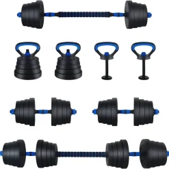 vidaXL Ensemble Haltère-Barre-Kettlebell 4-en-1 30kg 30kg