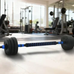 Entraînement & Fitness-vidaXL Ensemble Haltère-Barre 2-en-1 20kg 20kg Noir et bleu
