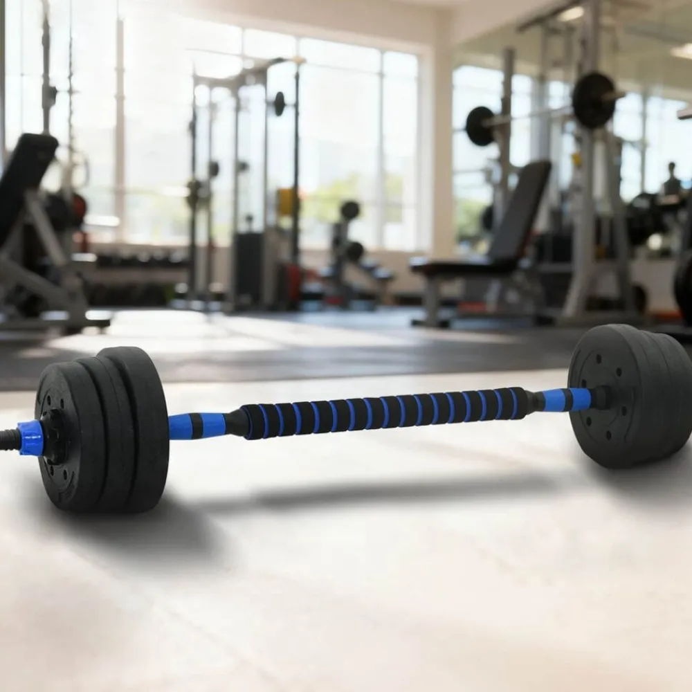 Entraînement & Fitness-vidaXL Ensemble Haltère-Barre 2-en-1 20kg 20kg Noir et bleu