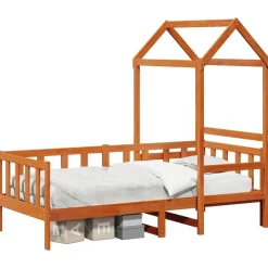 Lits & Accessoires-vidaXL Ensemble Lit de Jour 2 pcs Bois de pin massif Cire marron