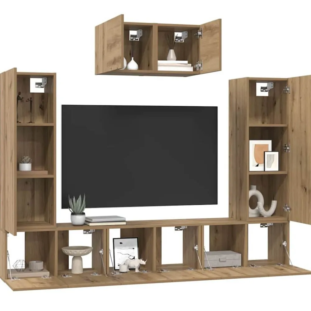 Meubles Tv-vidaXL Ensemble meuble TV 7 pcs Chêne artisanal Bois d'ingénierie chêne artisanal