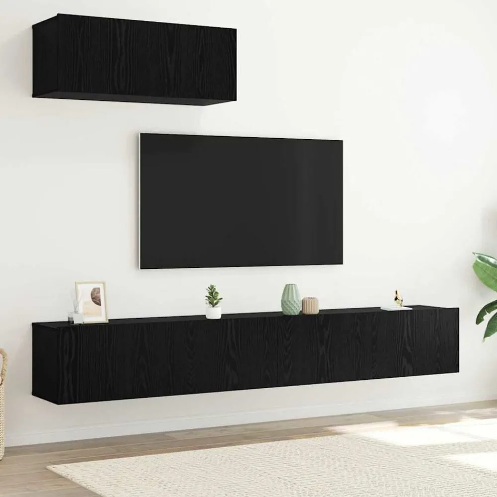 Meubles Tv-vidaXL Ensemble meuble TV 3 pcs Chêne noir Bois d'ingénierie