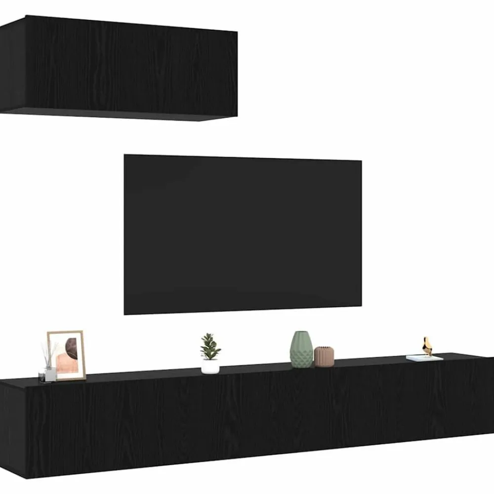 Meubles Tv-vidaXL Ensemble meuble TV 3 pcs Chêne noir Bois d'ingénierie