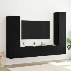 vidaXL Ensemble meuble TV 4 pcs Chêne noir Bois d'ingénierie