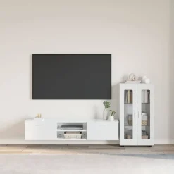 Ensembles De Meubles-vidaXL Ensemble meuble TV FLORIN Bois d'ingénierie Blanc brillant