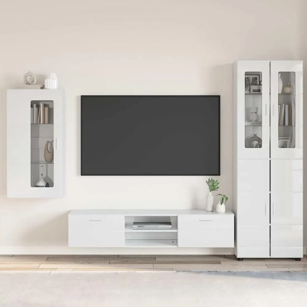 Ensembles De Meubles-vidaXL Ensemble meuble TV FLORIN Bois d'ingénierie Blanc brillant