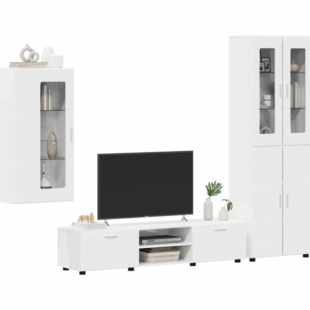 Ensembles De Meubles-vidaXL Ensemble meuble TV FLORIN Bois d'ingénierie Blanc brillant