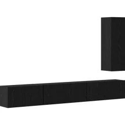 Meubles Tv-vidaXL Ensemble meuble TV 4 pcs Chêne noir Bois d'ingénierie Chêne noir