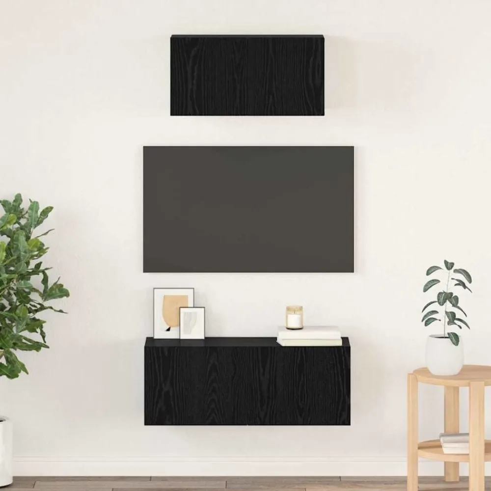 vidaXL Ensemble meuble TV 2 pcs Chêne noir Bois d'ingénierie