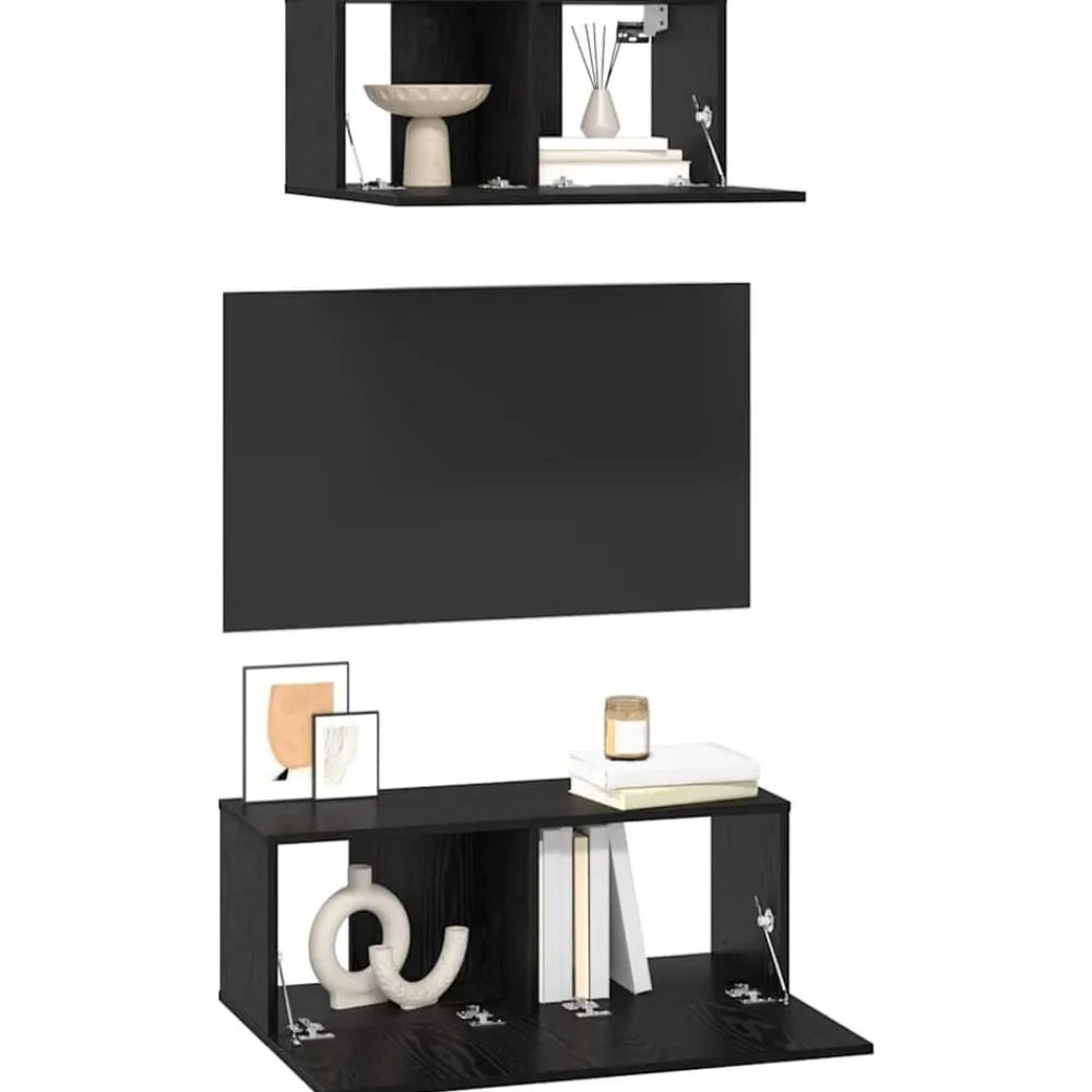 vidaXL Ensemble meuble TV 2 pcs Chêne noir Bois d'ingénierie