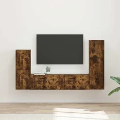 vidaXL Ensemble meuble TV 4 pcs Chêne fumé Bois d'ingénierie