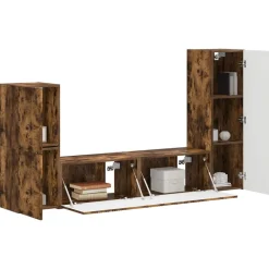 vidaXL Ensemble meuble TV 4 pcs Chêne fumé Bois d'ingénierie