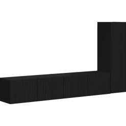 Meubles Tv-vidaXL Ensemble meuble TV Montage mural 3 pcs Bois d'ingénierie Noir