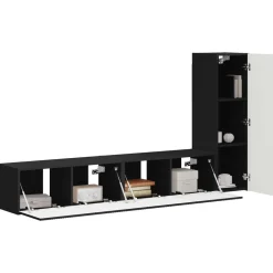 Meubles Tv-vidaXL Ensemble meuble TV Montage mural 3 pcs Bois d'ingénierie Noir